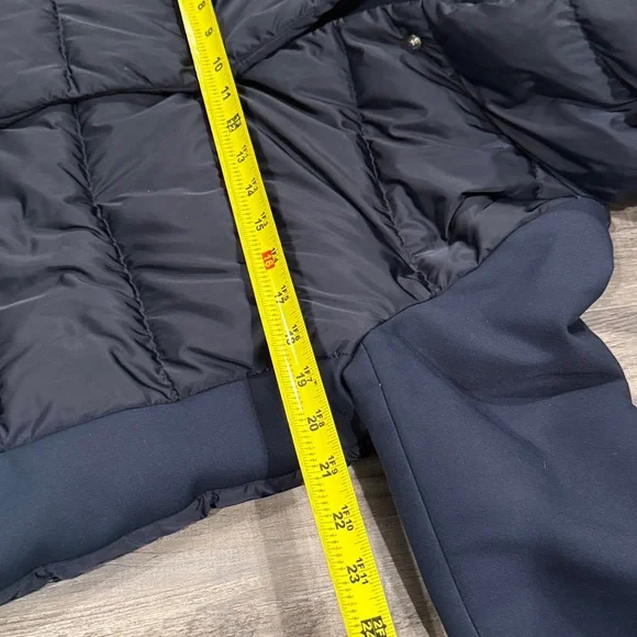 Herno Women's Navy Blue Removable Windblocker Hooded Down Coat Jacket Size M 44 - Picture 16 of 16